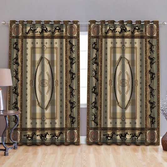Native American Horses Pattern Blackout Thermal Grommet Window Curtains Pi30052011-Curtains-MP-52'' x 63''-Vibe Cosy™