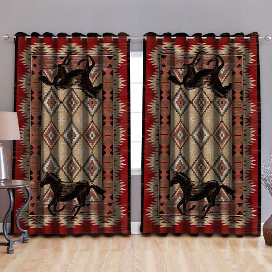 Native American Horses Pattern Blackout Thermal Grommet Window Curtains Pi30052017-Curtains-MP-52'' x 63''-Vibe Cosy™