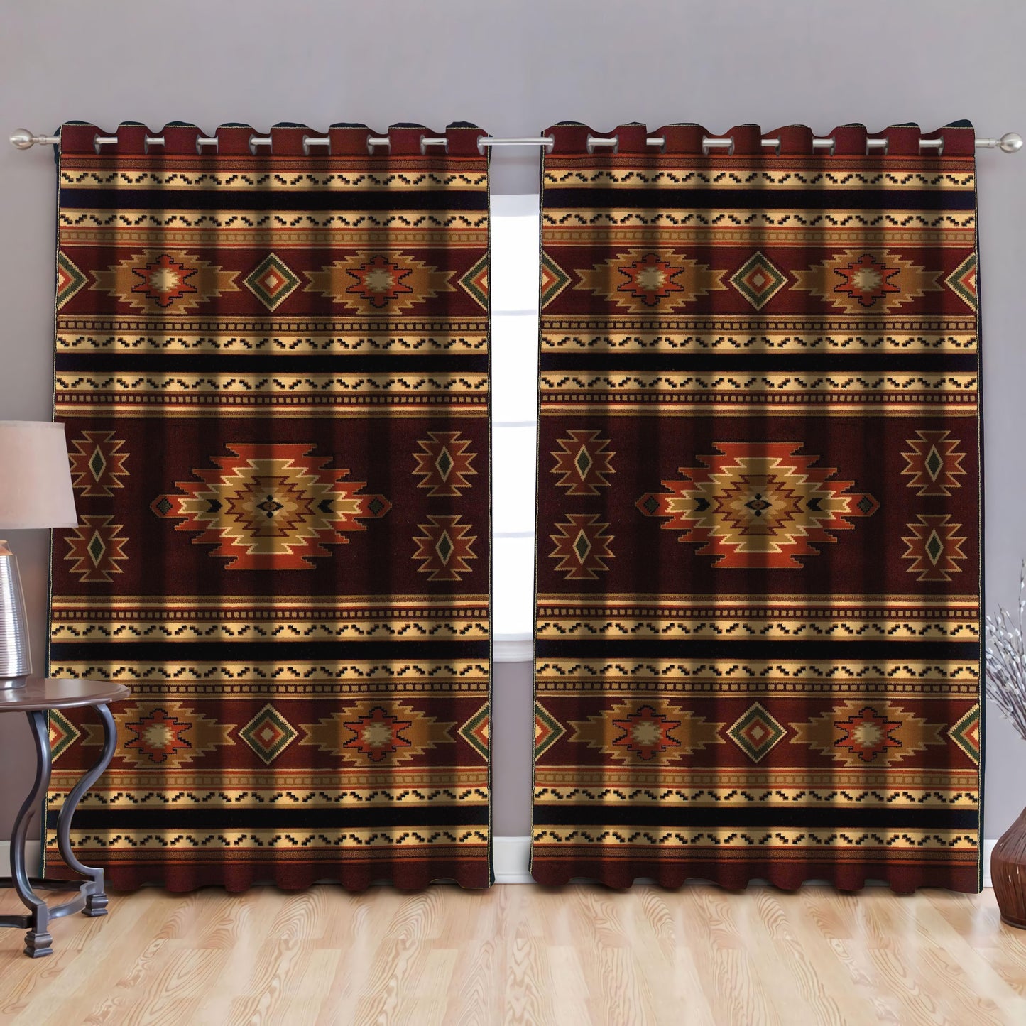 Native American Pattern Blackout Thermal Grommet Window Curtains Pi30052018-Curtains-MP-52'' x 63''-Vibe Cosy™