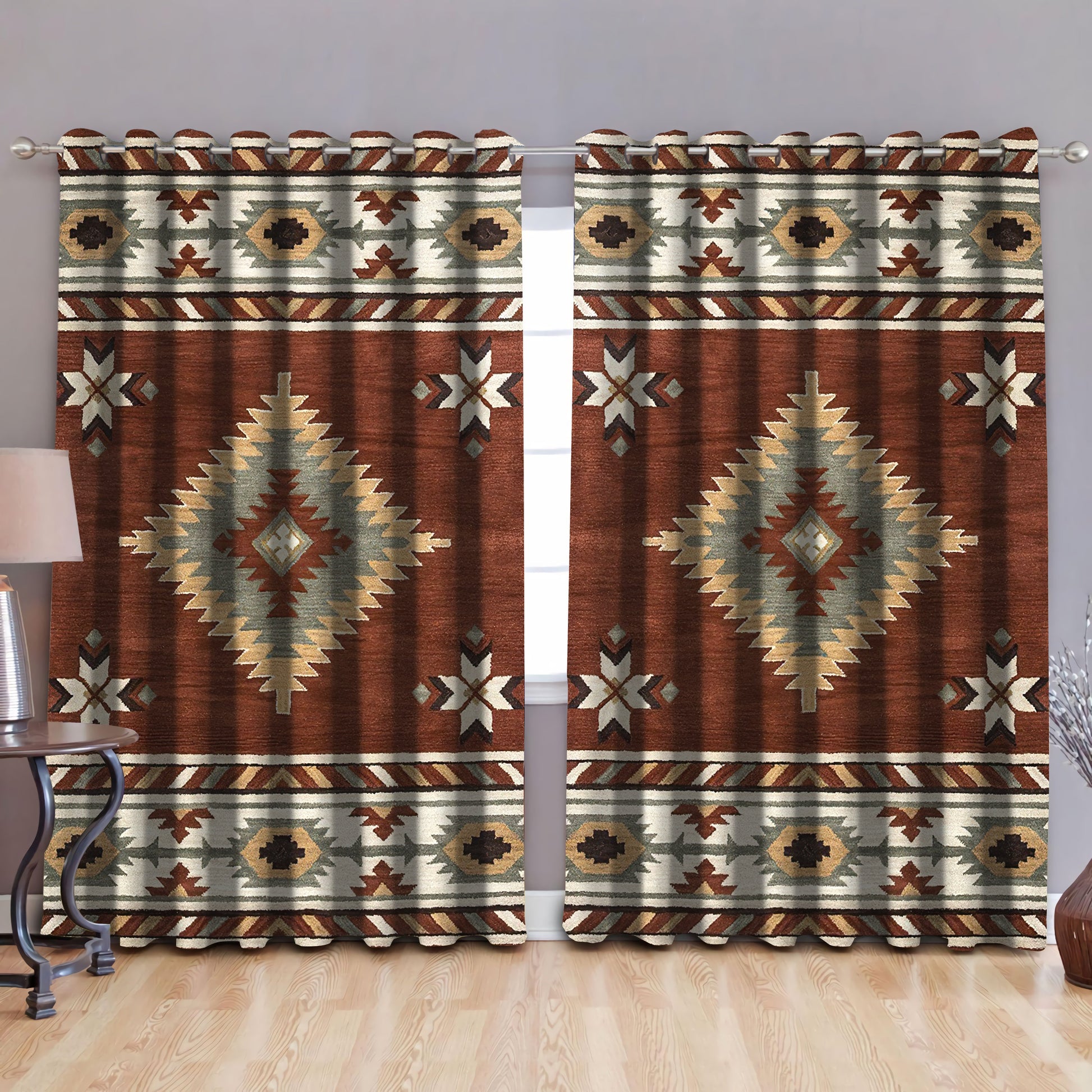 Native American Pattern Blackout Thermal Grommet Window Curtains Pi30052023-Curtains-MP-52'' x 63''-Vibe Cosy™