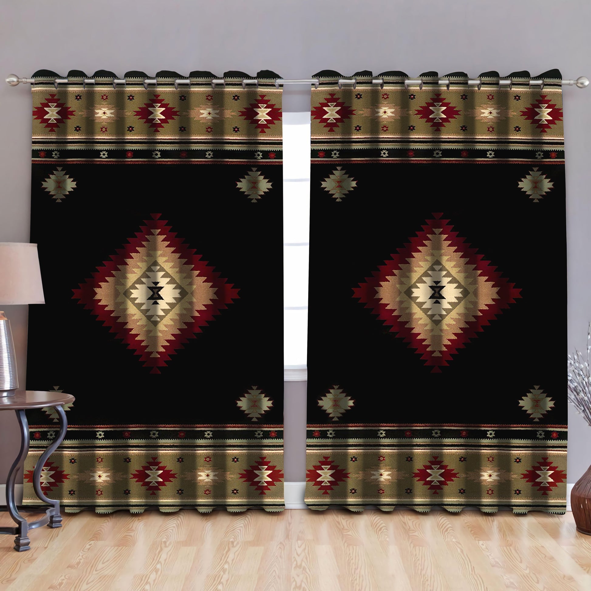 Native American Pattern Blackout Thermal Grommet Window Curtains Pi30052026-Curtains-MP-52'' x 63''-Vibe Cosy™