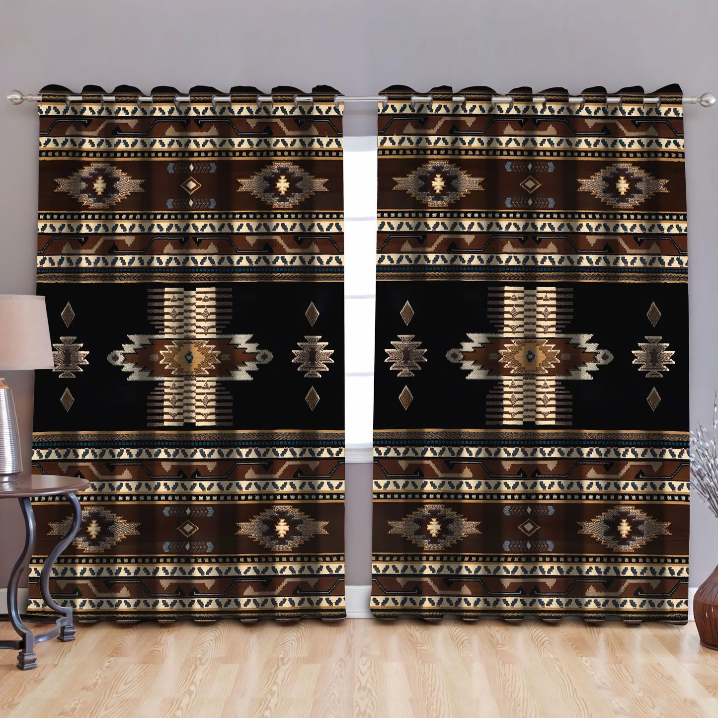 Native American Pattern Blackout Thermal Grommet Window Curtains Pi30052028-Curtains-MP-52'' x 63''-Vibe Cosy™