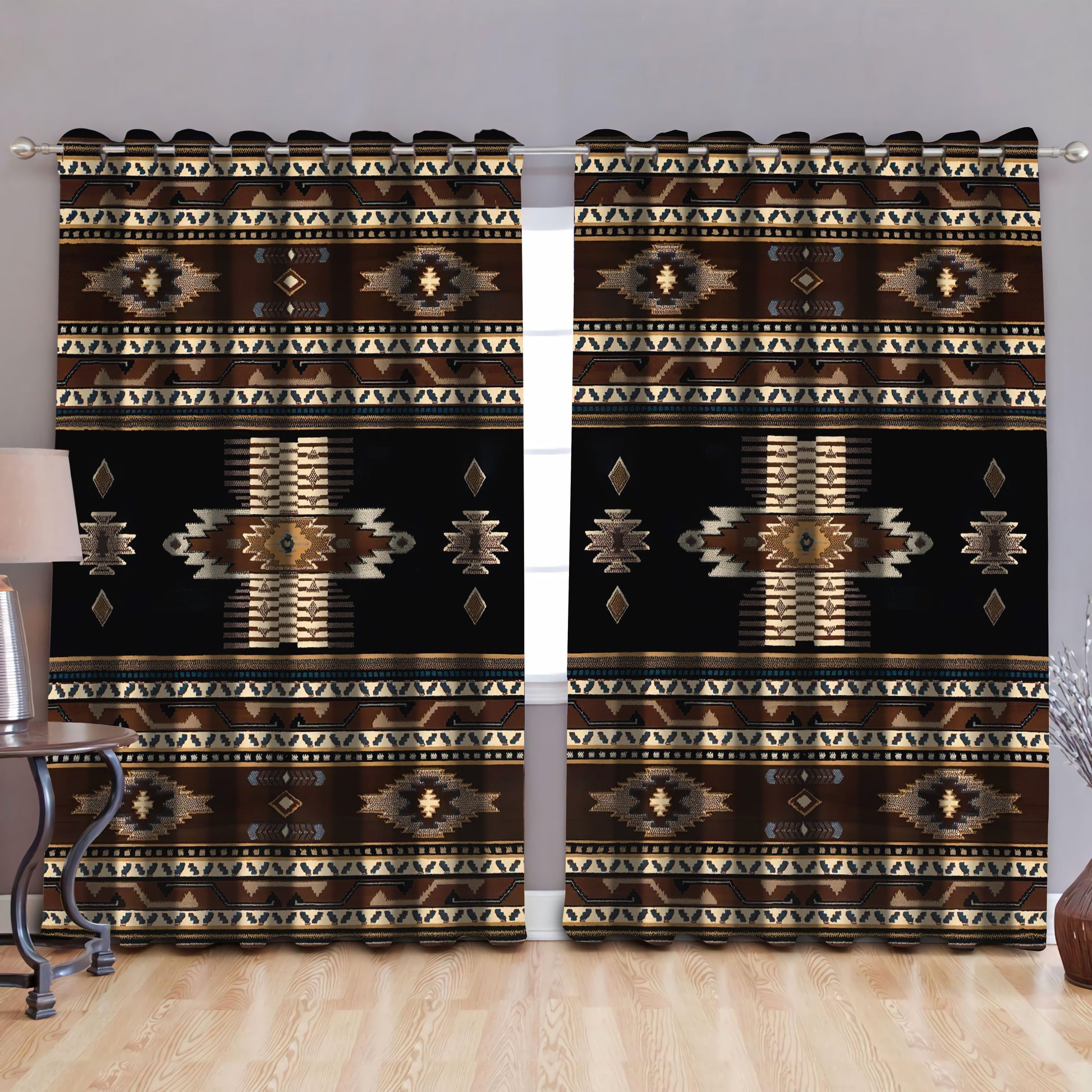 Native American Pattern Blackout Thermal Grommet Window Curtains Pi30052028-Curtains-MP-52'' x 63''-Vibe Cosy™