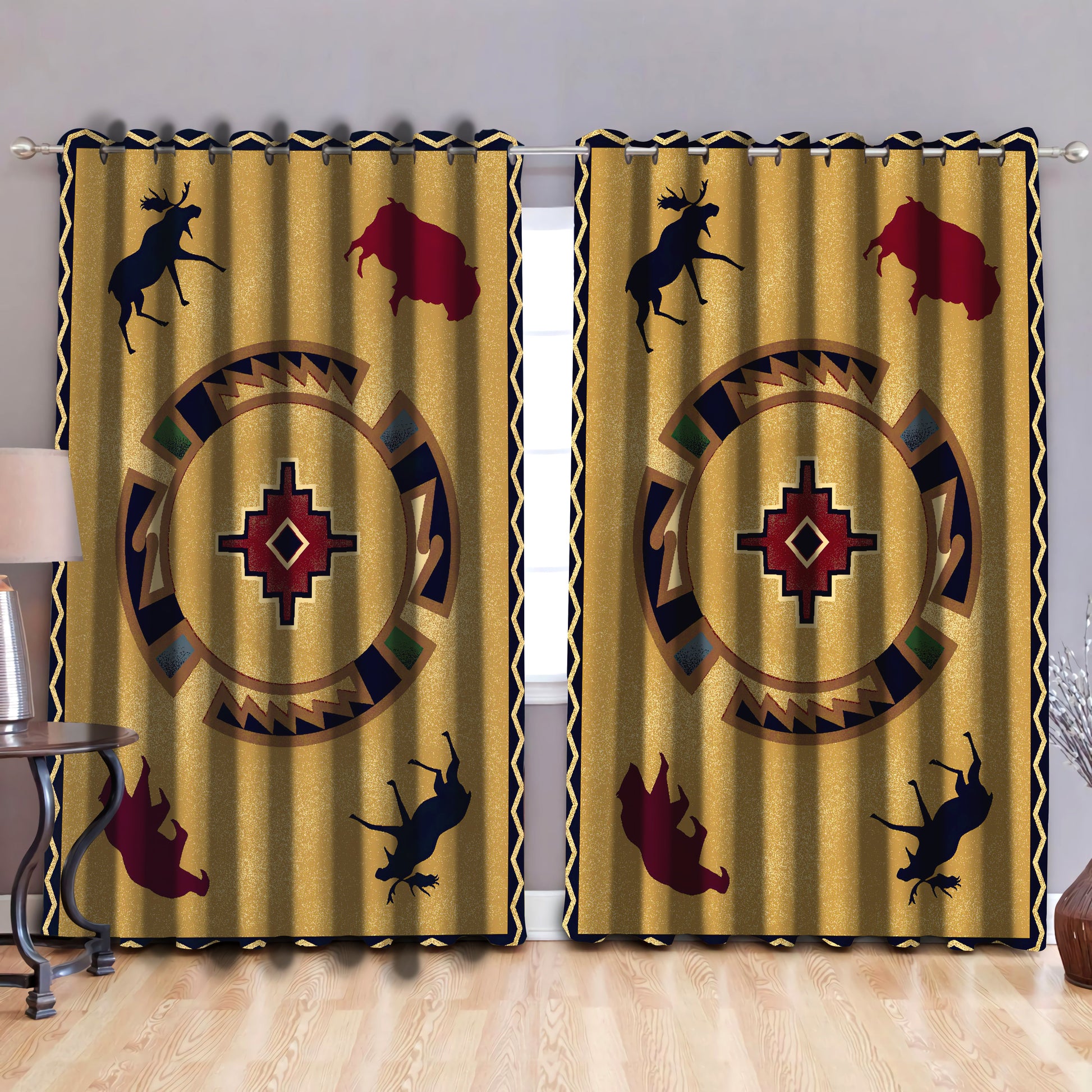 Native American Pattern Blackout Thermal Grommet Window Curtains Pi30052034-Curtains-MP-52'' x 63''-Vibe Cosy™