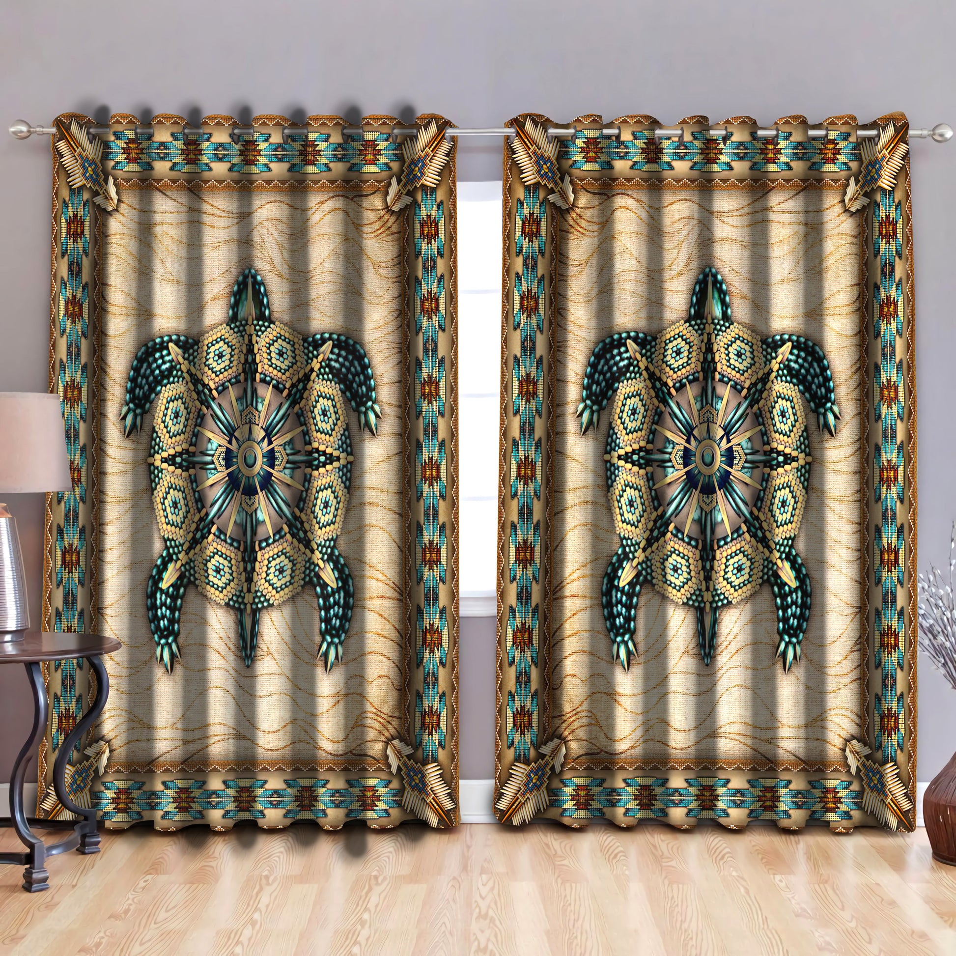 Native American Pattern Blackout Thermal Grommet Window Curtains Pi30052035-Curtains-MP-52'' x 63''-Vibe Cosy™