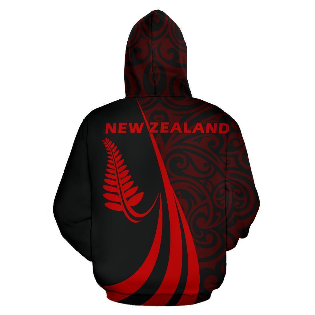 New Zealand Maori Silver Fern Hoodie Red PL149-Apparel-PL8386-Hoodie-S-Vibe Cosy™