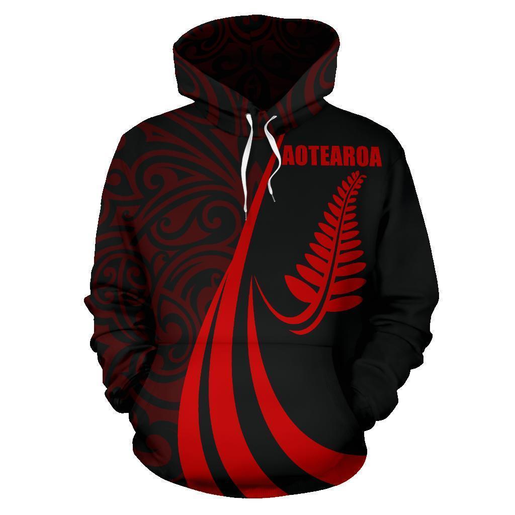 New Zealand Maori Silver Fern Hoodie Red PL149-Apparel-PL8386-Hoodie-S-Vibe Cosy™