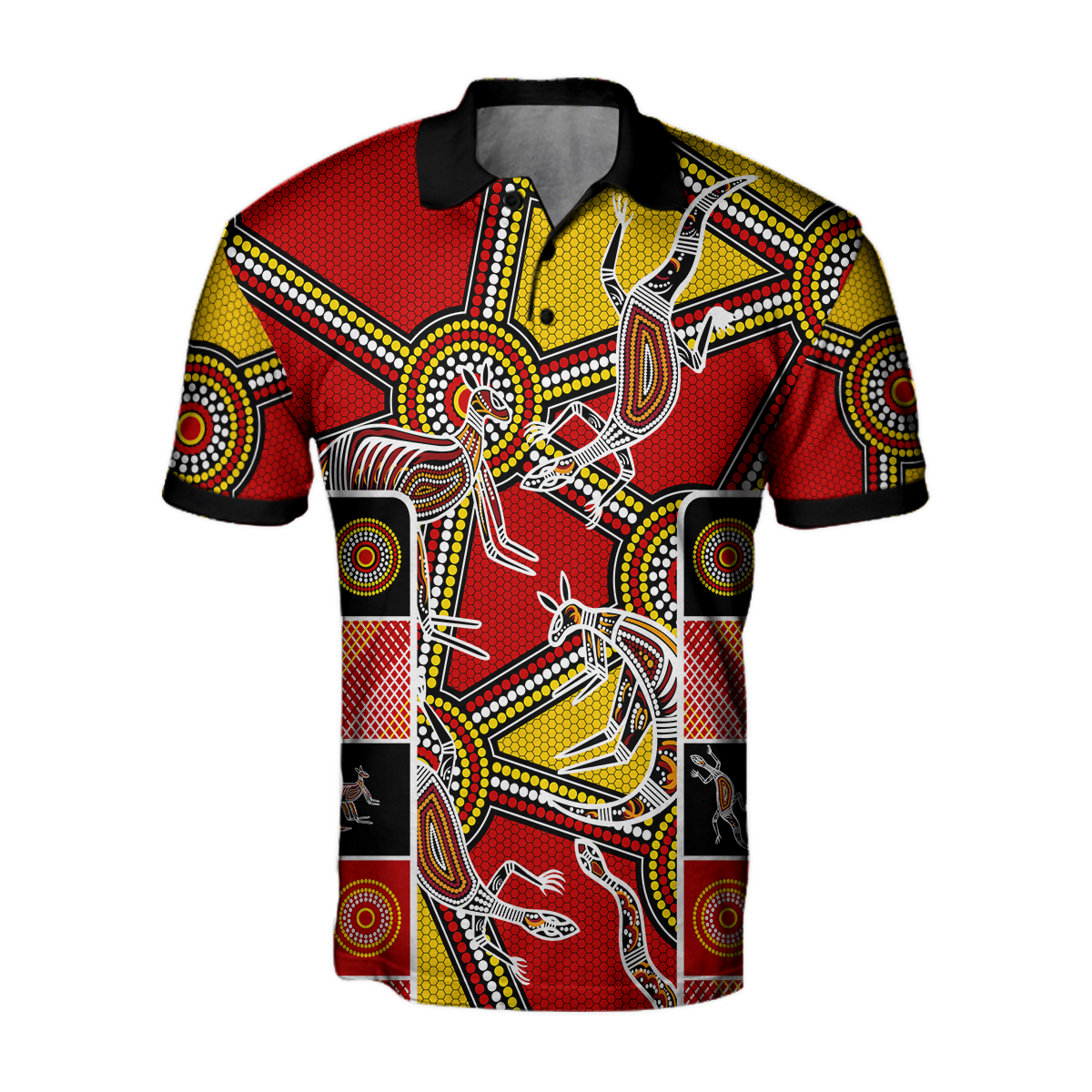 Aboriginal Kangaroo Dot Painting Patterns Polo Shirt