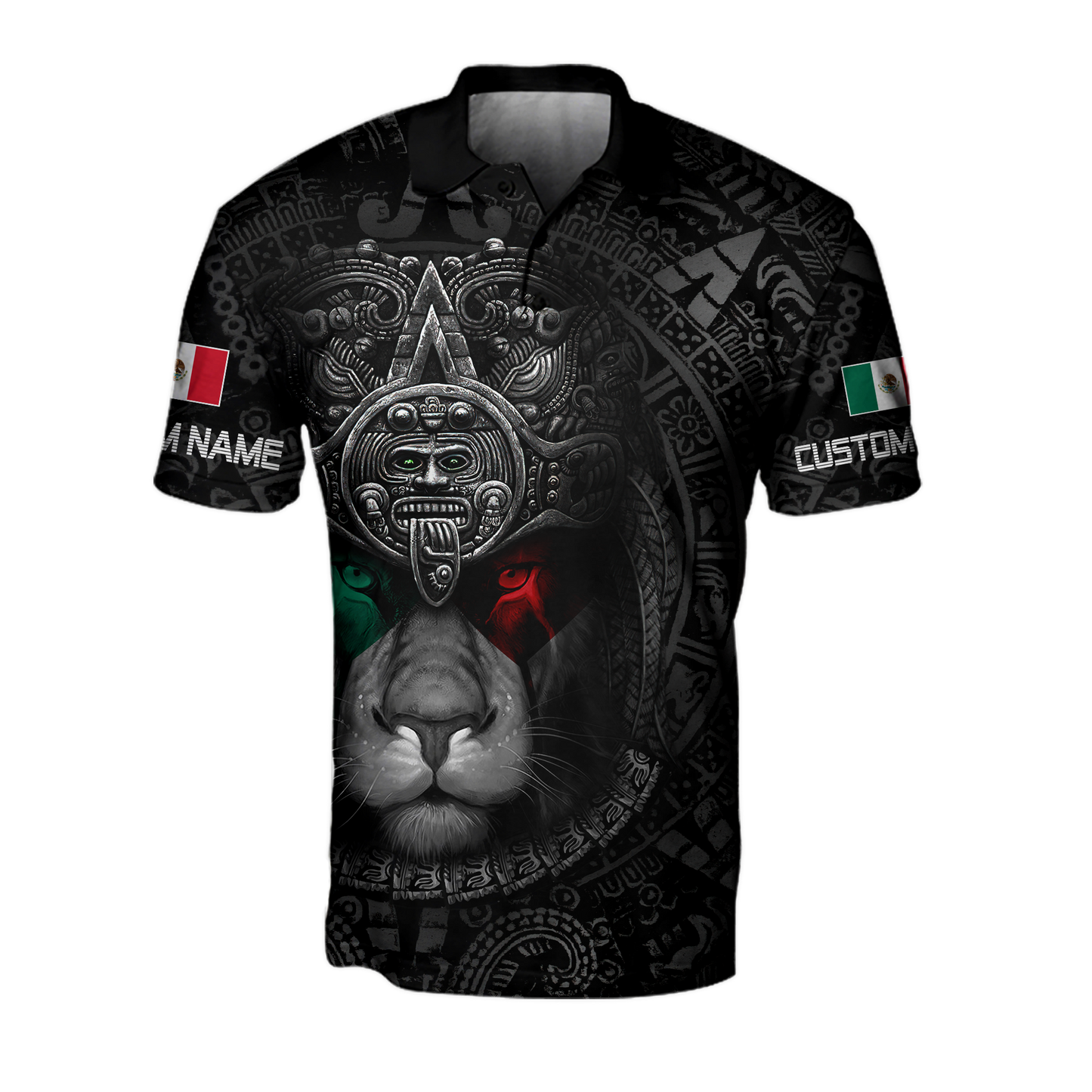 Custom Name Mexican Lion Warrior 3D All Over Printed Shirt for Men and Women