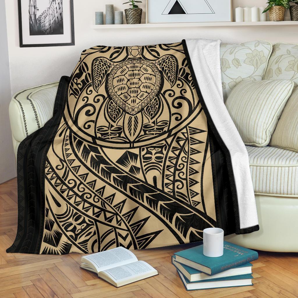 Polynesian Turtle Premium Blanket A7-Apparel-Phaethon-Premium Blanket-Youth (56 x 43 inches / 140 x 110 cm)-Vibe Cosy™