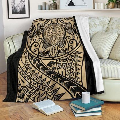 Polynesian Turtle Premium Blanket A7-Apparel-Phaethon-Premium Blanket-Youth (56 x 43 inches / 140 x 110 cm)-Vibe Cosy™