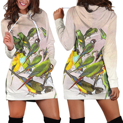 All Over Printed Parrots Hoodie Dress H213B-Apparel-HbArts-Hoodie Dress-S-Vibe Cosy™
