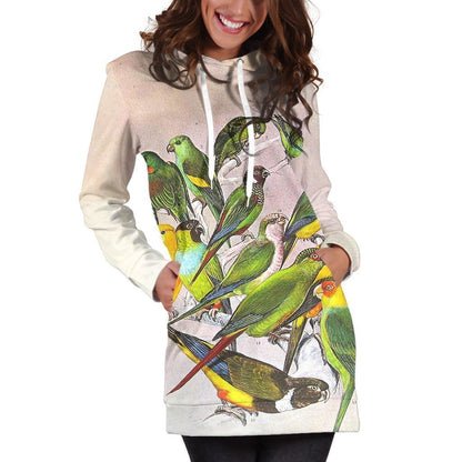 All Over Printed Parrots Hoodie Dress H213B-Apparel-HbArts-Hoodie Dress-S-Vibe Cosy™
