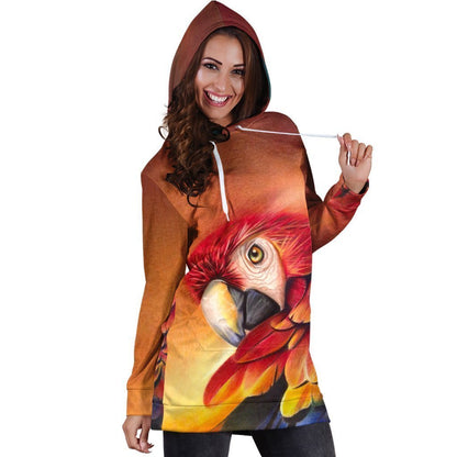 All Over Printed Parrots Hoodie Dress H258B-Apparel-HbArts-Hoodie Dress-S-Vibe Cosy™