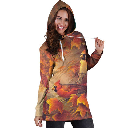 All Over Printed Parrots Hoodie Dress H149B-Apparel-HbArts-Hoodie Dress-S-Vibe Cosy™