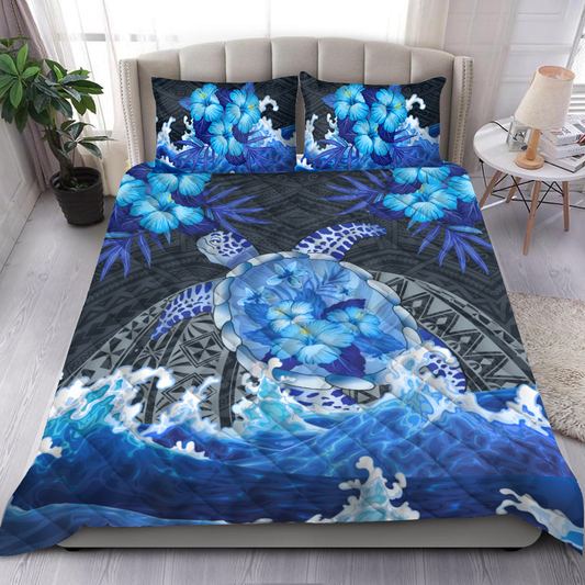 Premium Blue Turtle Quilt Bed Set