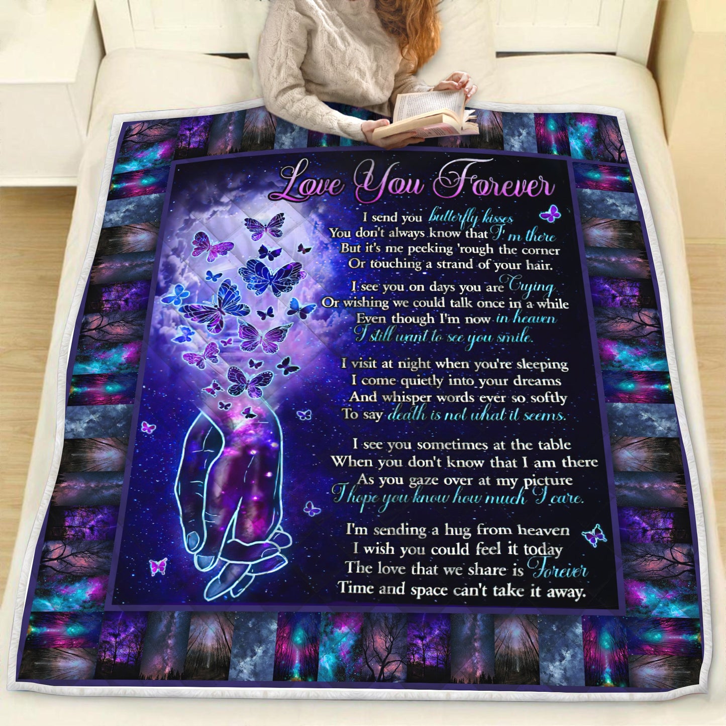 Love You Forever Butterfly 3D All Over Printed Quilt Blanket