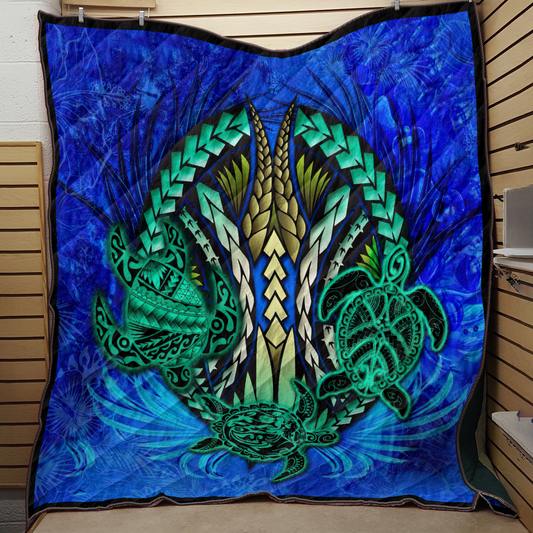 Premium Three Blue Turtles Quilt