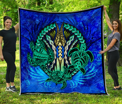 Premium Three Blue Turtles Quilt