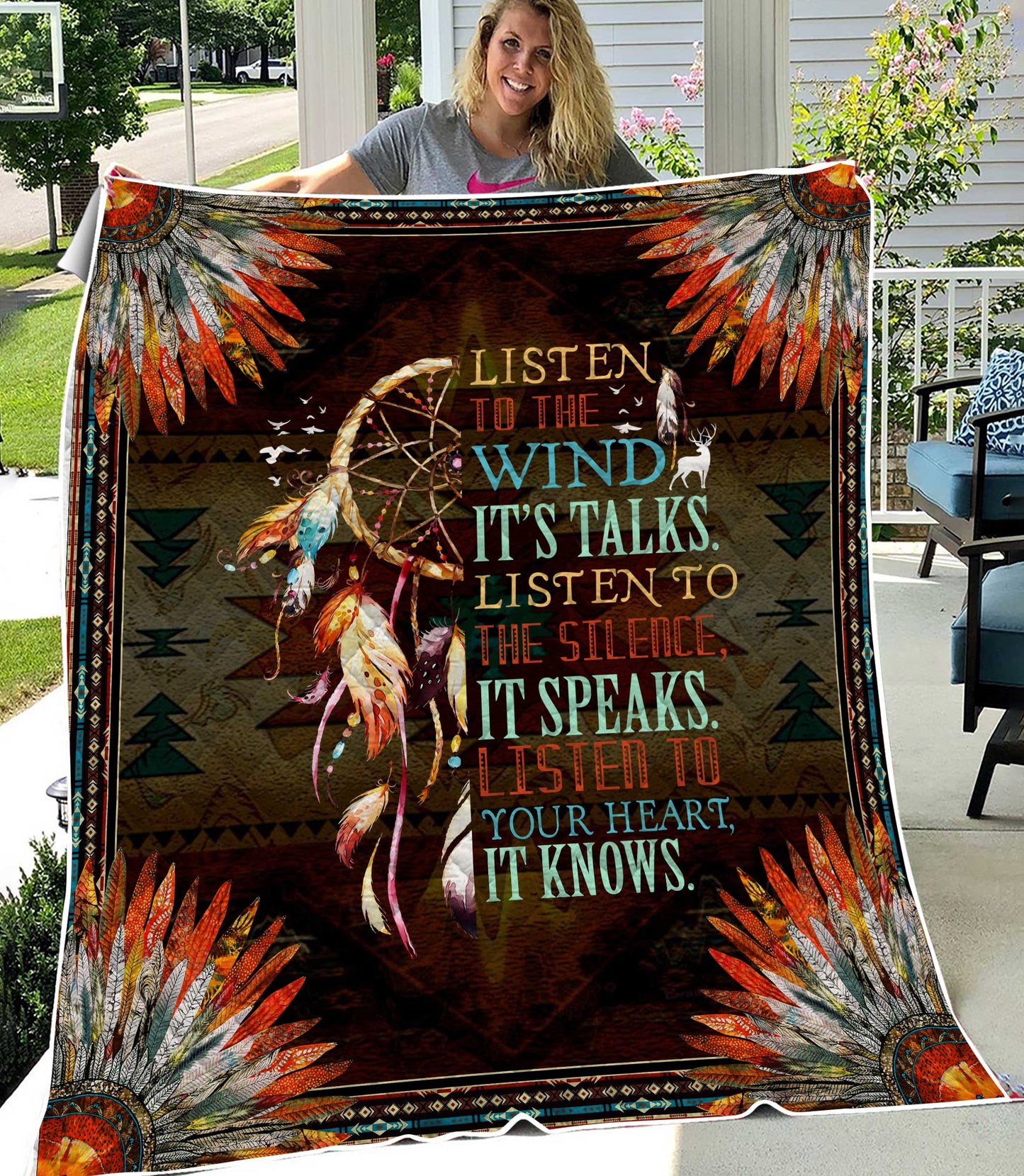 Native American 3D All Over Printed Quilt