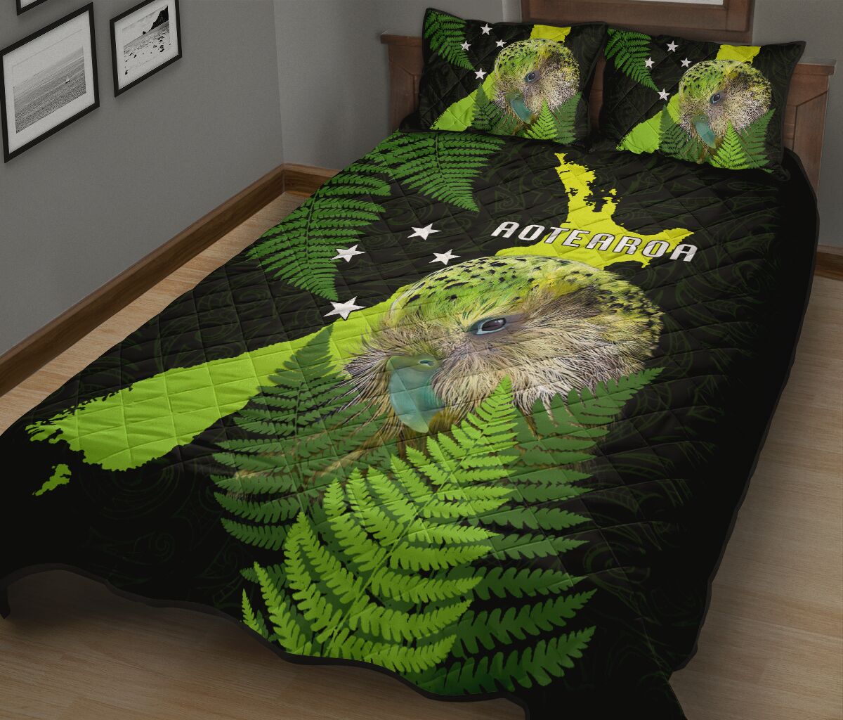 Premium Aotearoa Kakapo Bird Quilt Bed Set