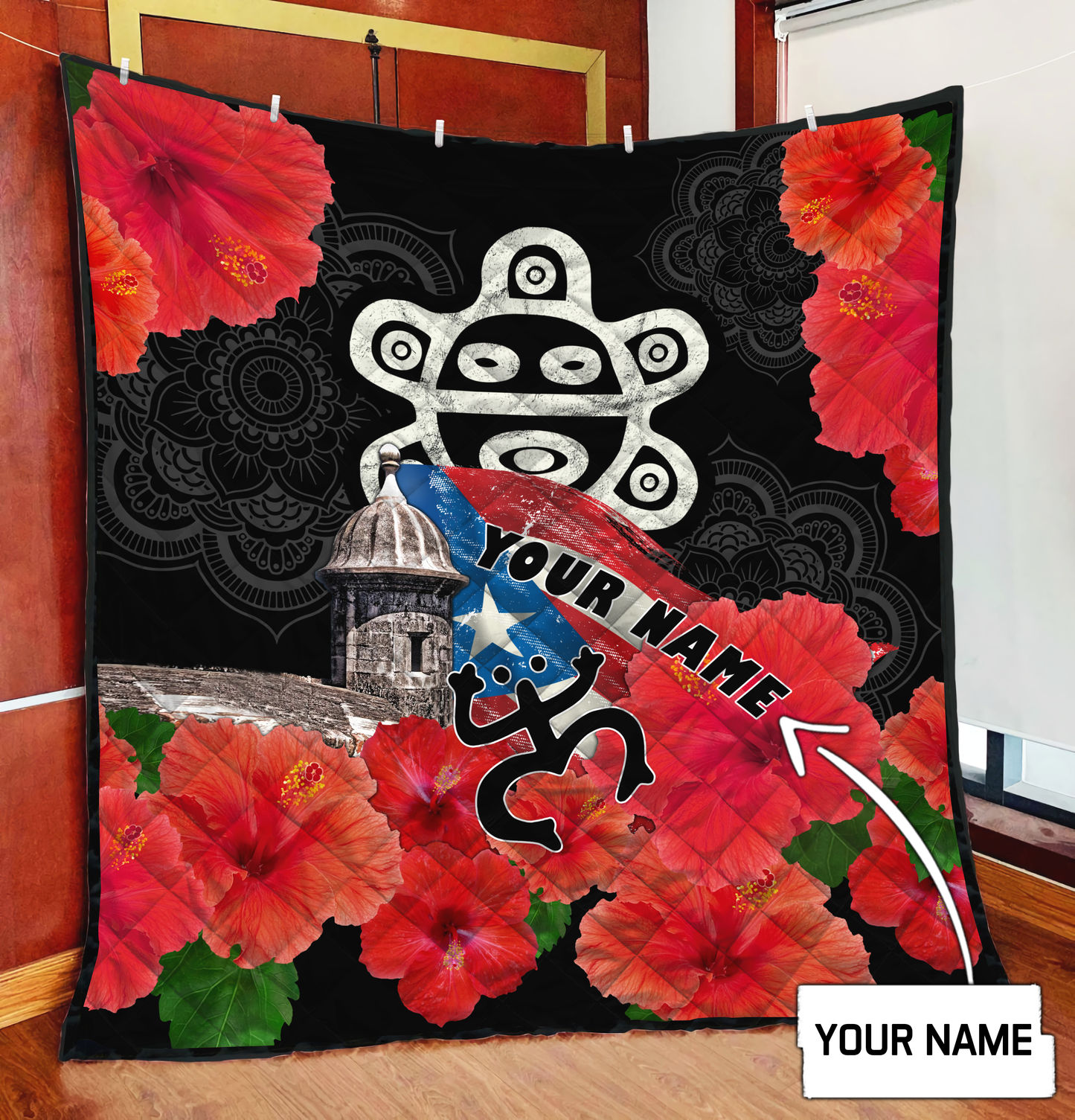 Customize Name Sol Taino Puerto Rico Quilt Blanket MH23022103