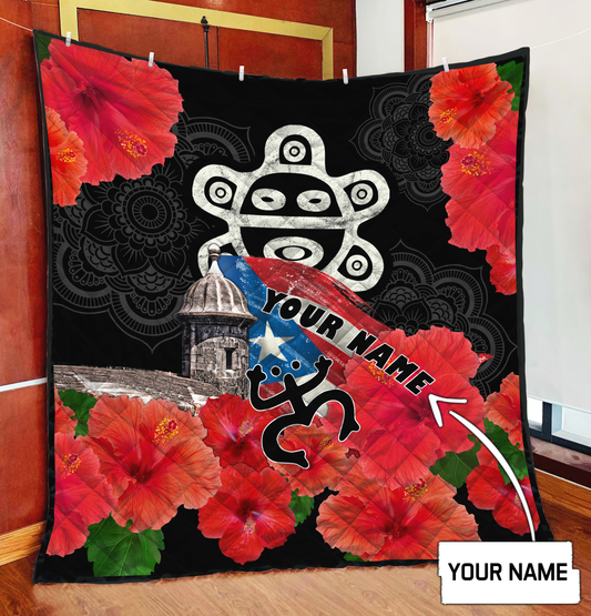 Customize Name Sol Taino Puerto Rico Quilt Blanket MH23022103