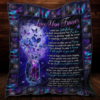 Love You Forever Butterfly 3D All Over Printed Quilt Blanket
