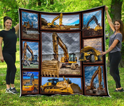 Excavator 3D All Over Printed Quilt