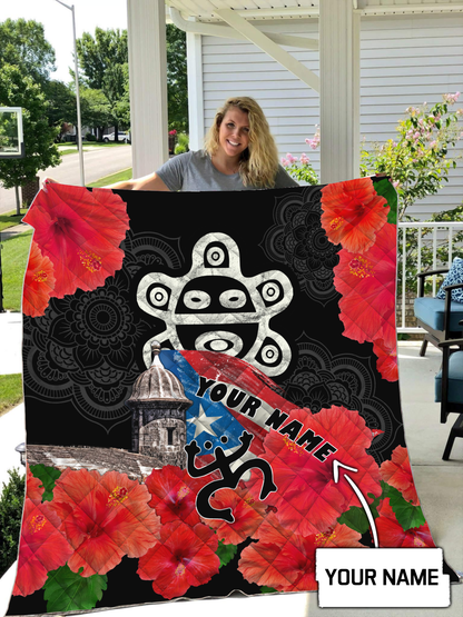 Customize Name Sol Taino Puerto Rico Quilt Blanket MH23022103