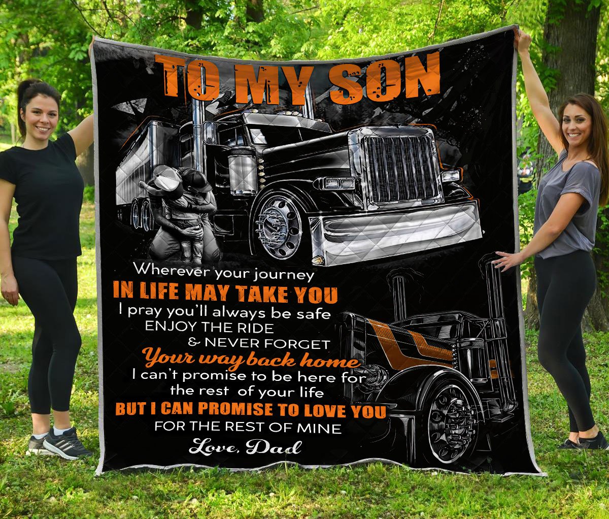 Premium All Over Printed Trucker To My Son Quilt MEI