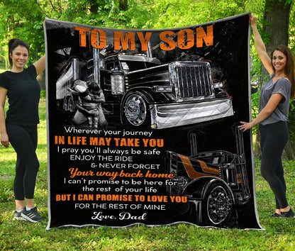 Premium All Over Printed Trucker To My Son Quilt MEI