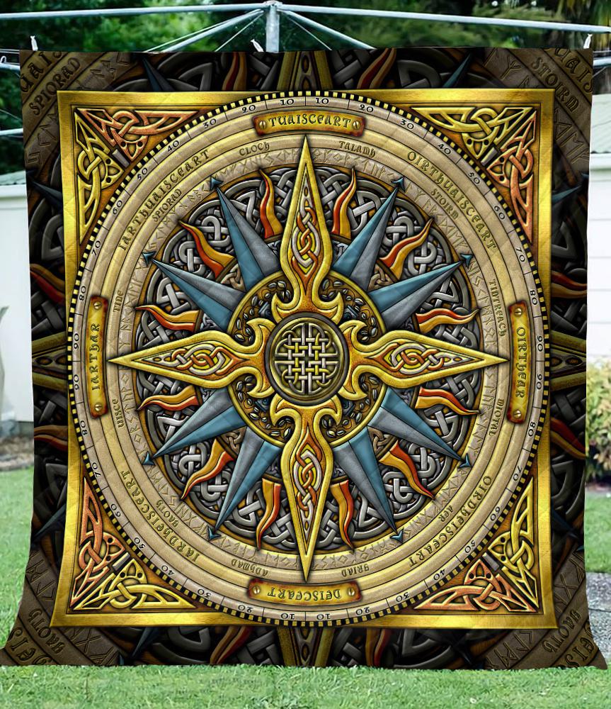 Celtic Compass 3D All Over Printed Quilt