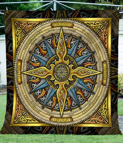 Celtic Compass 3D All Over Printed Quilt