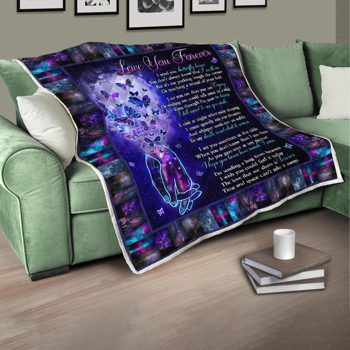Love You Forever Butterfly 3D All Over Printed Quilt Blanket