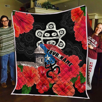 Customize Name Sol Taino Puerto Rico Quilt Blanket MH23022103