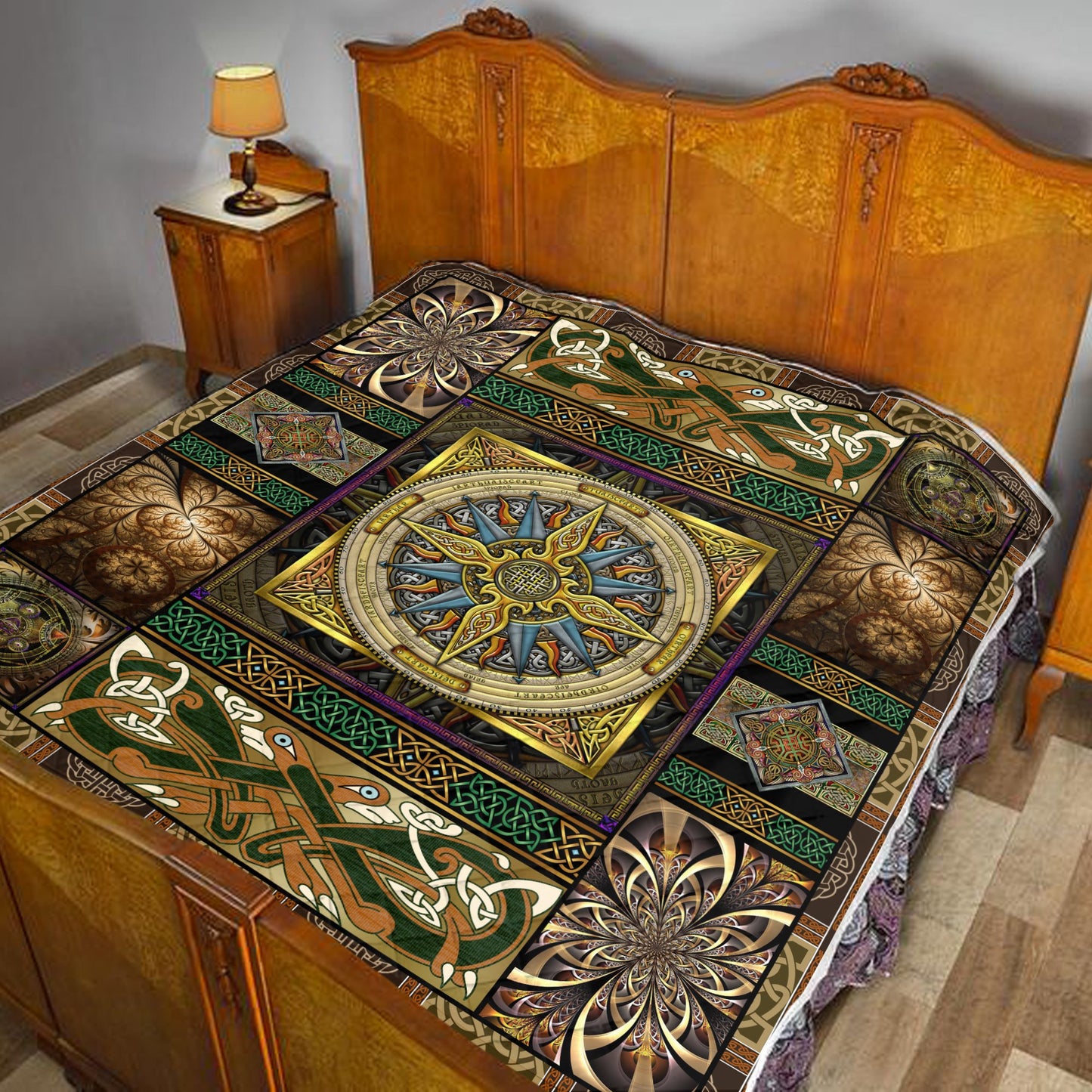 Celtic Compass 3D All Over Printed Quilt