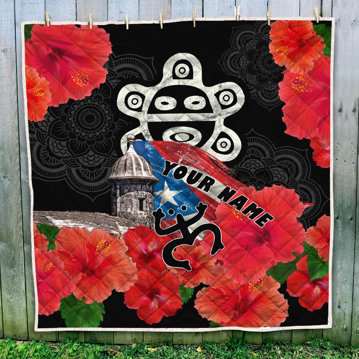 Customize Name Sol Taino Puerto Rico Quilt Blanket MH23022103