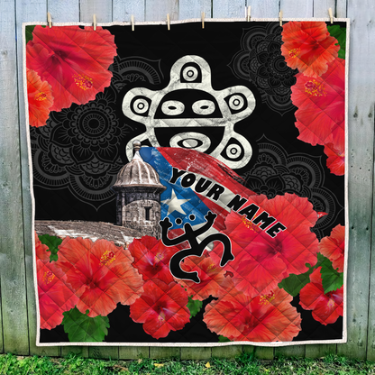 Customize Name Sol Taino Puerto Rico Quilt Blanket MH23022103