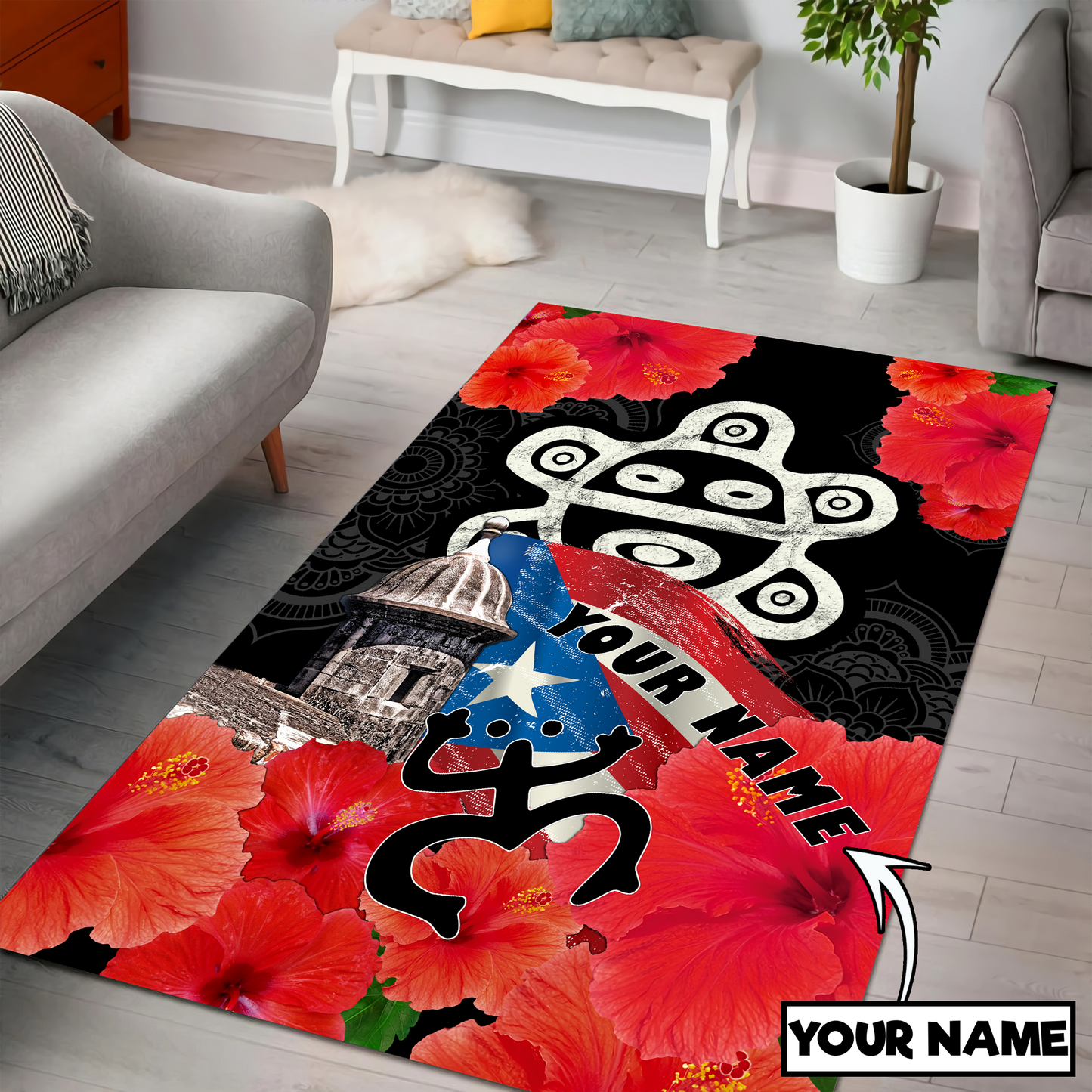 Customize Name Sol Taino Puerto Rico Rug MH23022103
