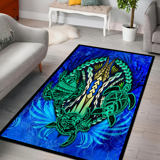 Premium Three Blue Turtles Rug