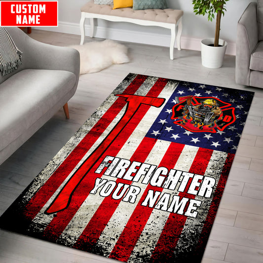 Customize Name Firefighter Rug