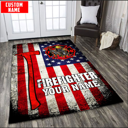 Customize Name Firefighter Rug