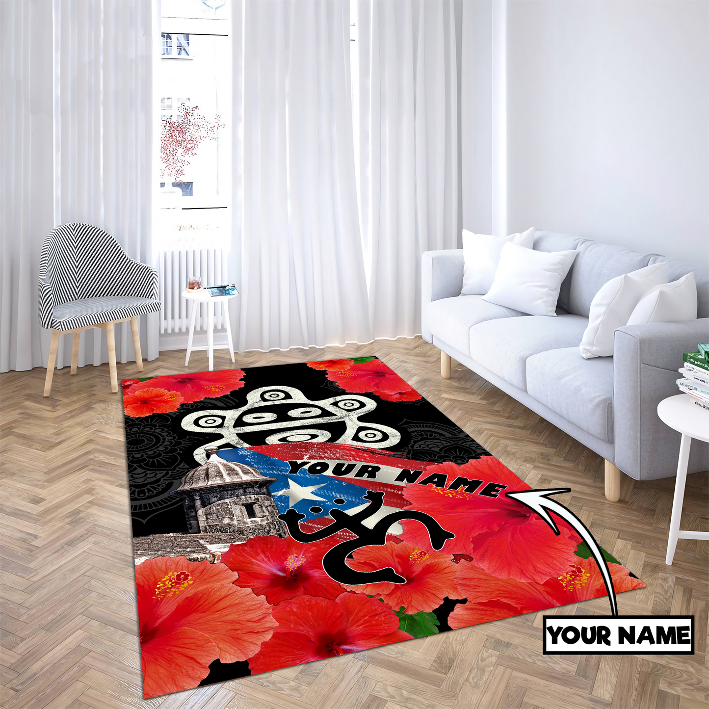 Customize Name Sol Taino Puerto Rico Rug MH23022103