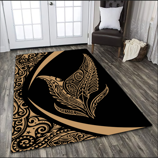 New Zealand Silver Fern Maori Rug - Circle Style ML