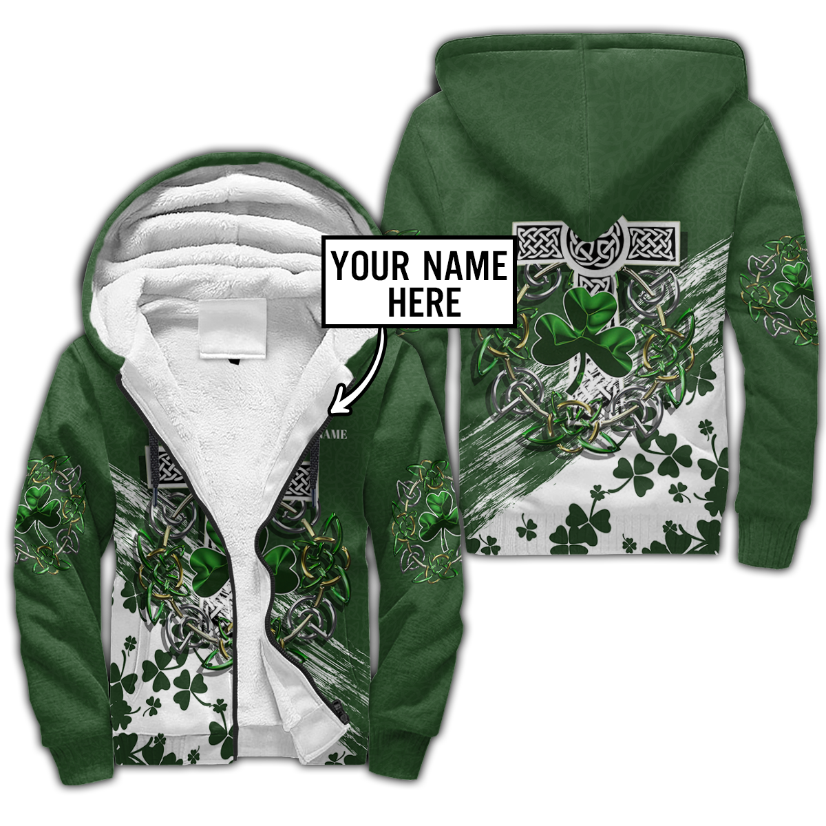 Premium Unisex Hoodie Custom Name Irish St.Patrick Day The Cross And Shamrock ML