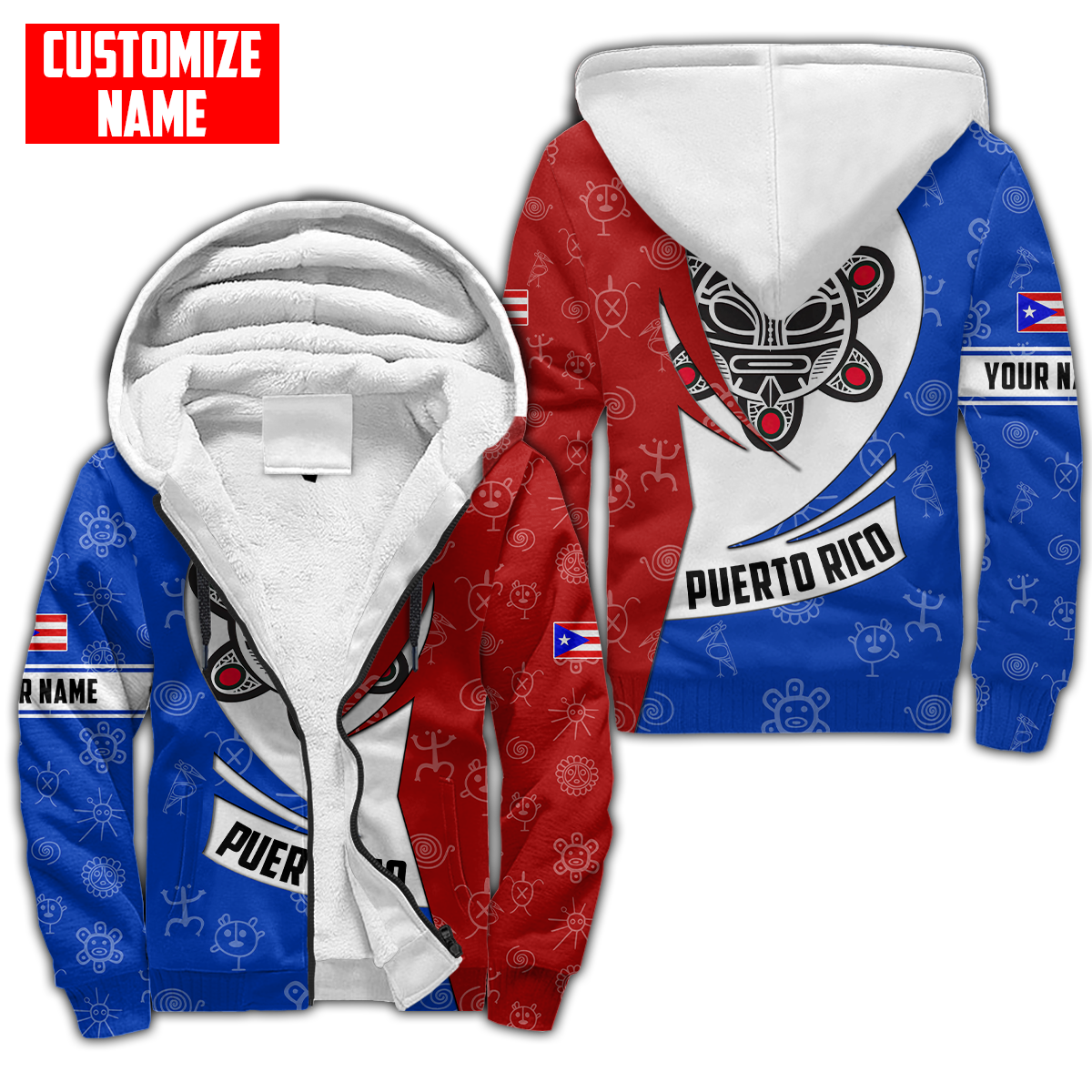 Customize Name Taino Tattoo Puerto Rico 3D All Over Printed Unisex Shirts