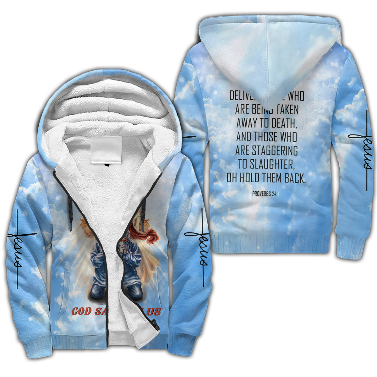 Premium Unisex Hoodie Easter Day Christian Jesus No7 ML God Save Us