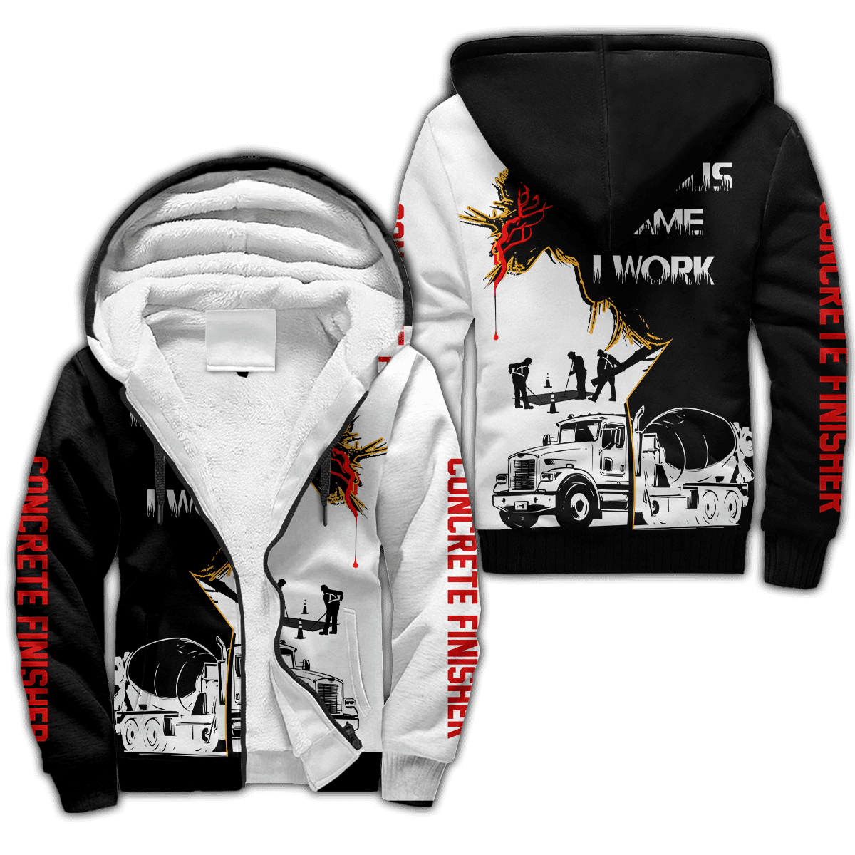Concrete Finisher In Jesus  Name I Work Black White 3D printed shirts