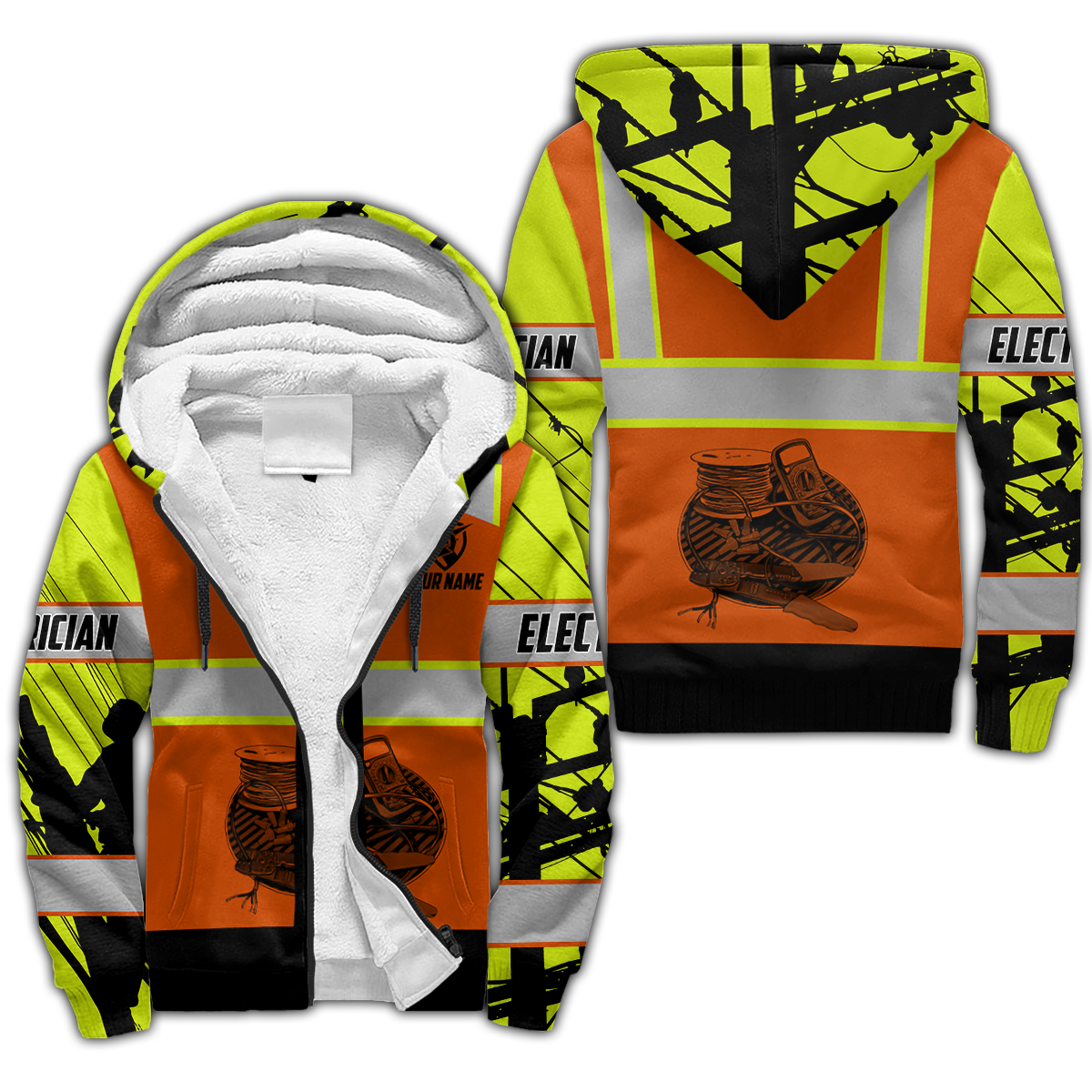 Electrician And Lineman Personalized Safety 3D All Over Printed Premium Unisex Hoodie